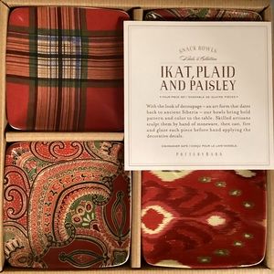 New Pottery Barn ikat tidbit plates (2) sets included